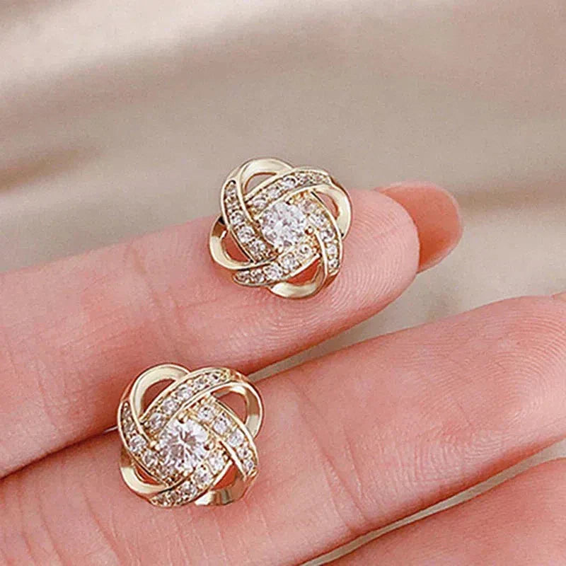 Flower Spiral Cross Earrings